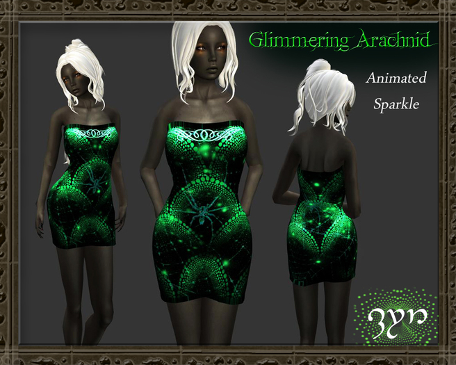 Second Life Marketplace Zyn Glimmering Arachnid Club Dress Green