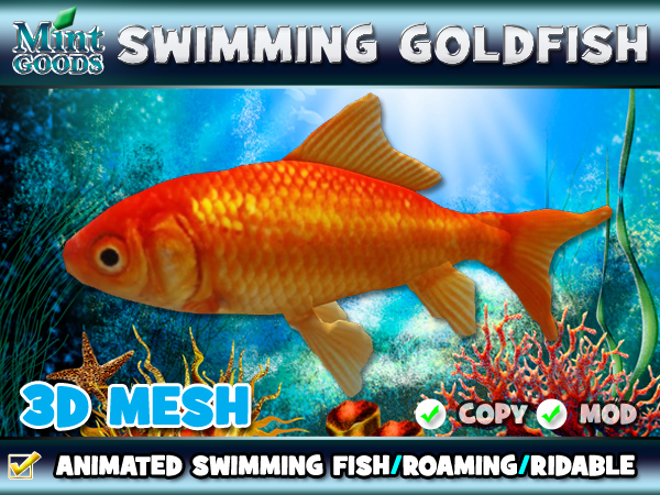 Animated Swimming Goldfish / Roaming / Ridable - 3D MESH