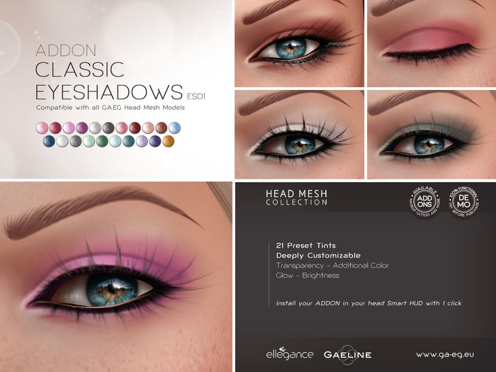 DISCOUNTED !!! [GA.EG] Mesh Heads Addon - ES01 Classic Eyeshadows