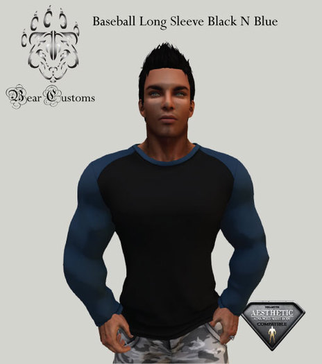 Baseball Black n Blue Long Sleeve Shirt