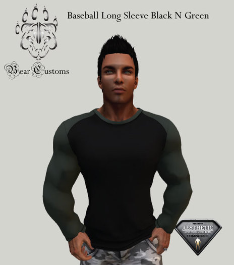 Baseball Black n Green Long Sleeve Shirt