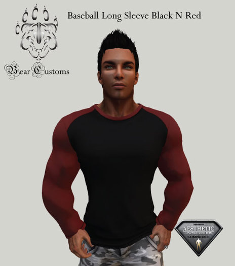 Baseball Black n Red Long Sleeve Shirt