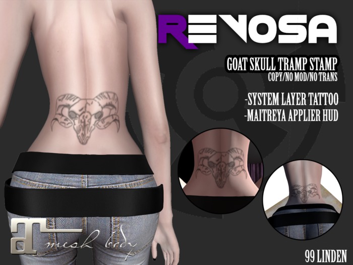 REVOSA Goat Skull Tramp Stamp - Maitreya Applier