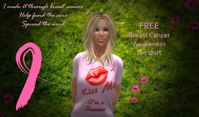 FREE - Kiss Me I'm a Survivor - Breast Cancer Awareness Mesh Tee