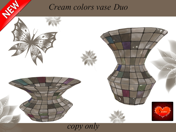 Second Life Marketplace Cream colors vase duo