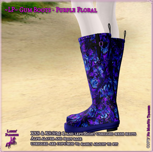 ~LP~ Unisex Gumboots (BOXED)  Purple Floral