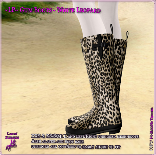 ~LP~ Unisex Gumboots (BOXED)  White Leopard