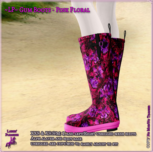 ~LP~ Unisex Gumboots (BOXED)  Pink Floral
