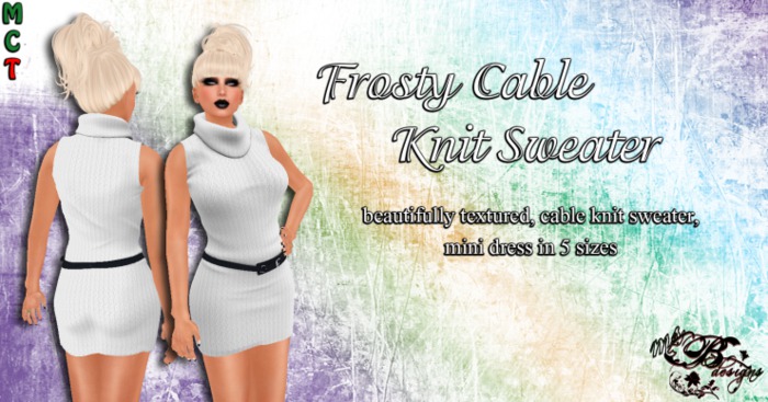 {Ms. B. Designs} Frosty Cable Knit Sweater Boxed