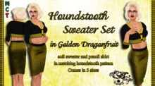 {Ms. B. Designs} Golden Dragonfruit Houndstooth Sweater Set