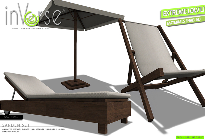 ☰ inVerse ☰ Garden/sea set - umbrella, recliner, sunbed bxd