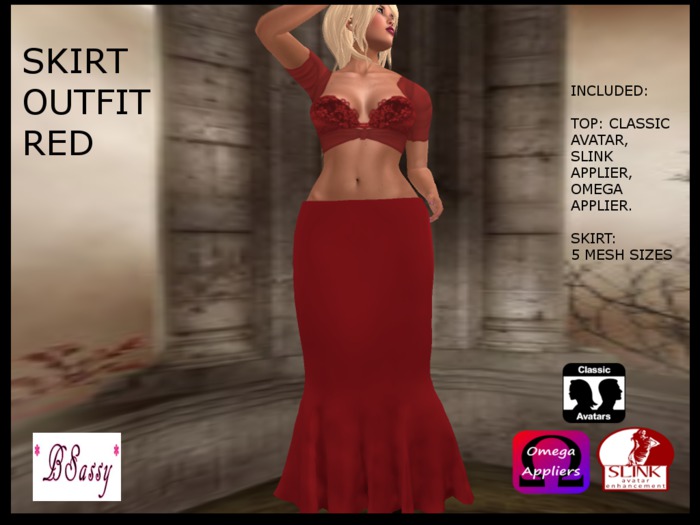 *BSASSY* SKIRT OUTFIT RED