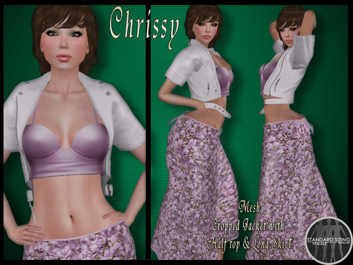  	Chrissy Long Skirt and Cropped Jacket *White*