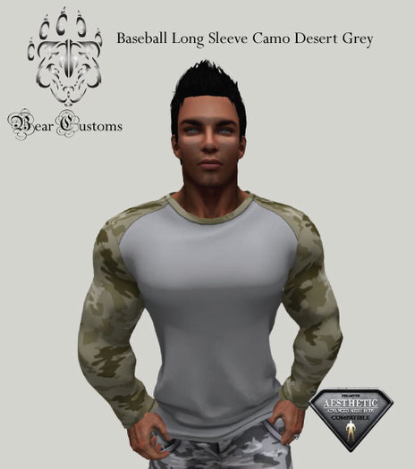 Baseball Long Sleeve Camo Desert Grey