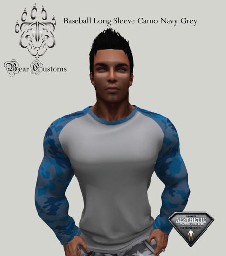 Baseball Long Sleeve Camo Navy Grey