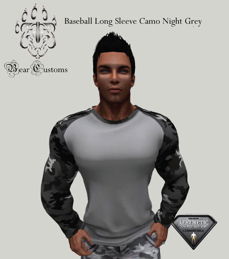Baseball Long Sleeve Camo Night Grey