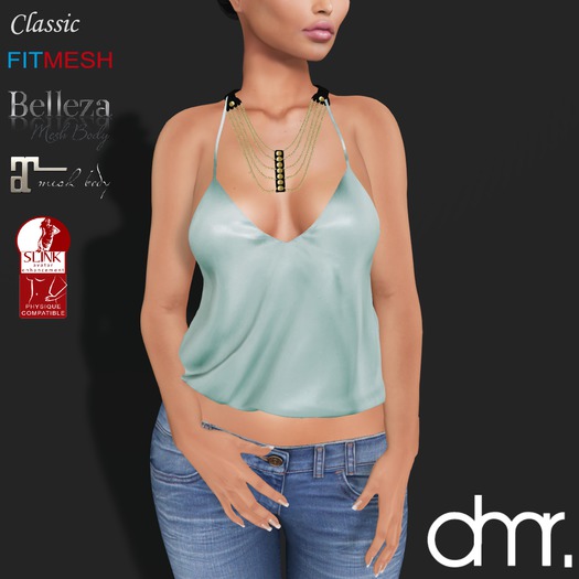 [DR]Spaghetti strap tank Mint ::Mesh body ::