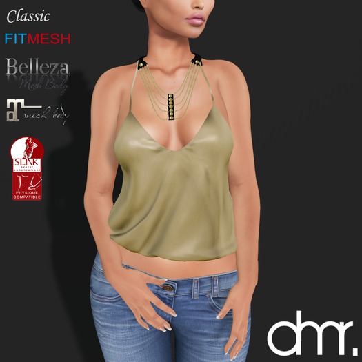 [DR]Spaghetti strap tank Peanut ::Mesh body ::