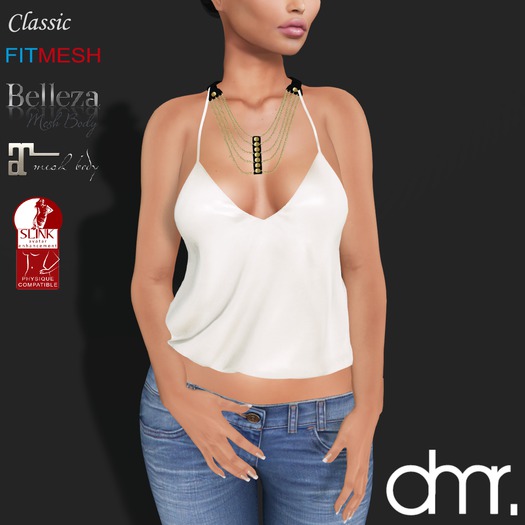 [DR]Spaghetti strap tank Pearl ::Mesh body ::