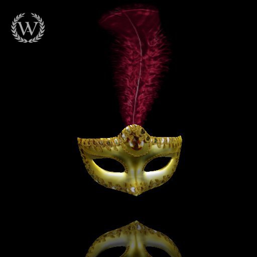 Golden mask w red feather / mascara dorada  pluma roja PACKED