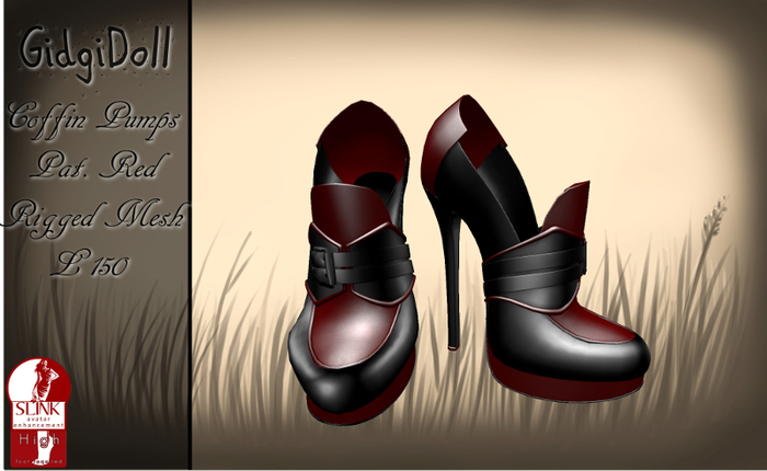 GidgiDoll Coffin Pump Pat Red