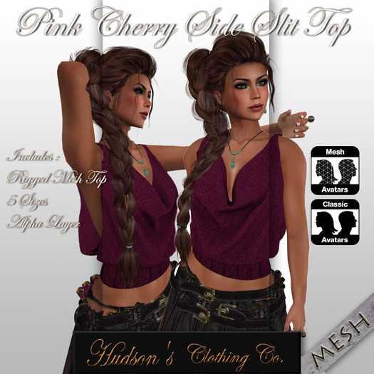 Pink Cherry Side Slit Top MESH*COPY*~Candace Hudson