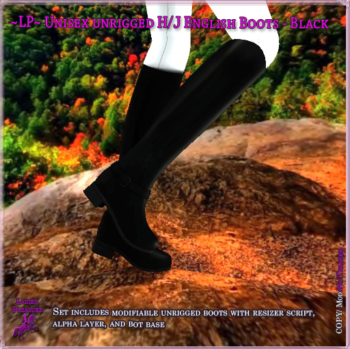 ~LP~ Unisex H/J English Show Boots (BOXED) Black