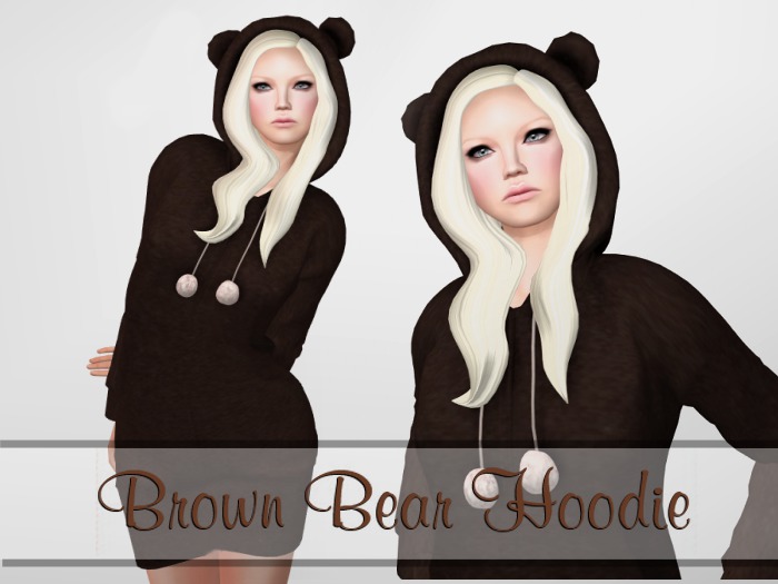 Second Life Marketplace [Grayce] Dark Brown Teddy Bear Hoodie