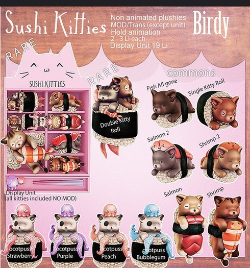 .Birdy. Sushi Kitties - Double Kitty Roll - RARE