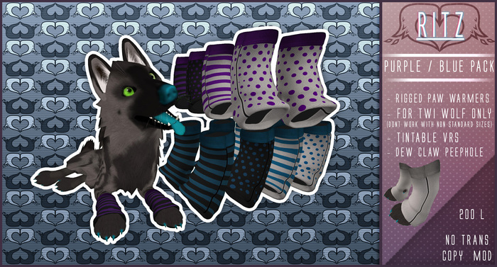 [Ritz] Timber Wolf Paw Warmers -Blue/Purple-