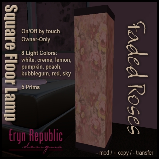 Square Floor Lamp [Faded Roses] from Eryn Republic Designs