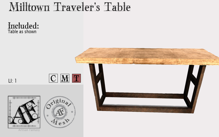*AF* Milltown Traveler's Table (Wear Me)