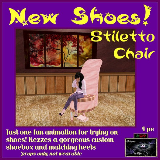 *EbE* "New Shoes!" Stiletto Chair (jeweled pink) (wear me)
