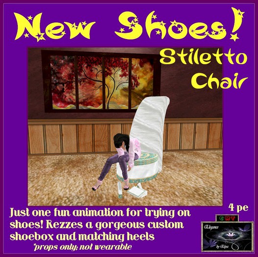 *EbE* "New Shoes!" Stiletto Chair (jeweled white) (wear me)