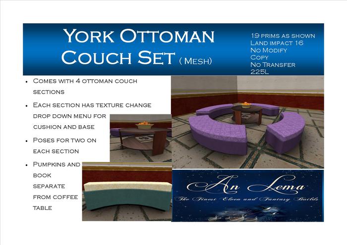 York Ottoman Couch Set