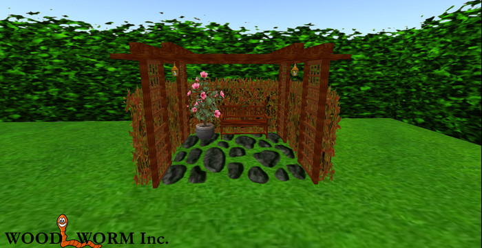 A lovely gazebo with a cozy bench for two avatars