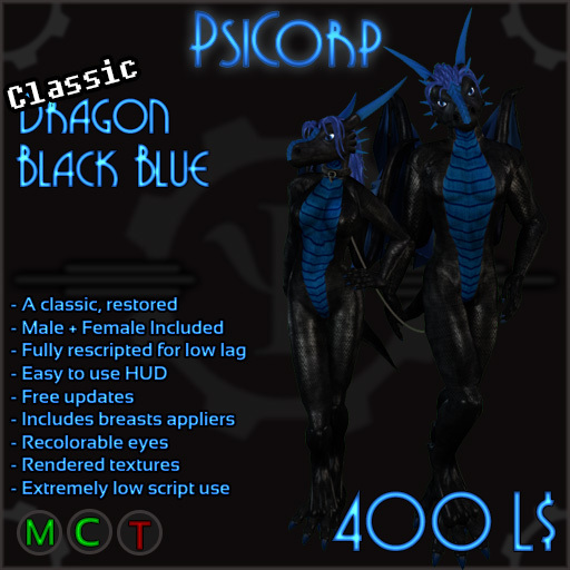 PsiCorp Classic Dragon Avatar - Black Blue