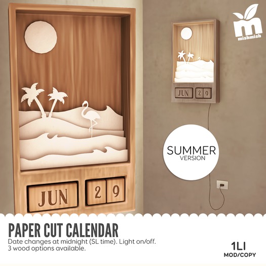  MishMish - The Paper Cut Calendar SUMMER - Light [Boxed] 