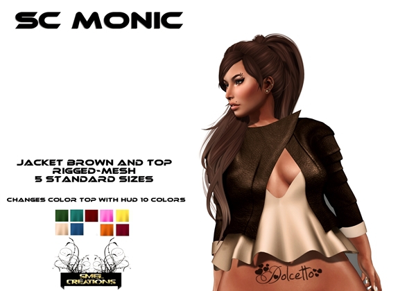 :. SC Monic leather jacket Brown and top - MESH