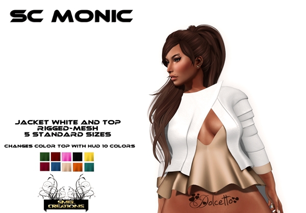 :. SC Monic leather jacket White and top - MESH