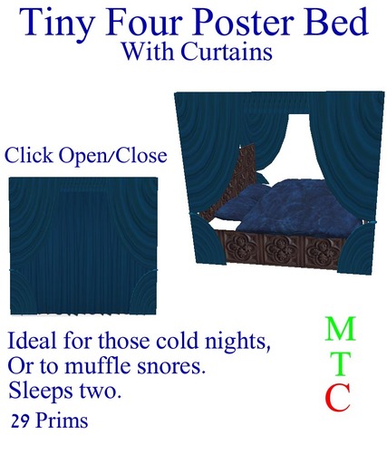 Pawsome - Tiny Four Poster Bed - Blue* - tagTiny