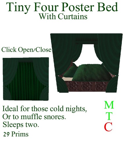 Pawsome - Tiny Four Poster Bed - Green* - tagTiny