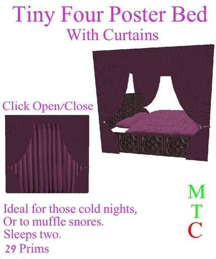 Pawsome - Tiny Four Poster Bed - Pink Glitter* - tagTiny