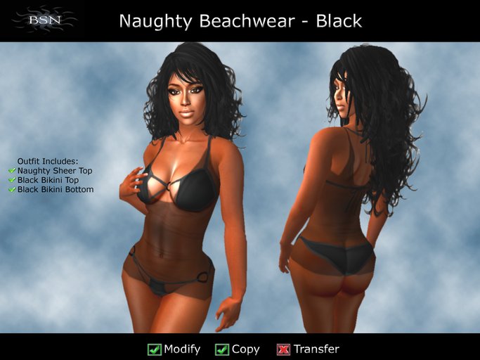BSN Naughty Beachwear - Black