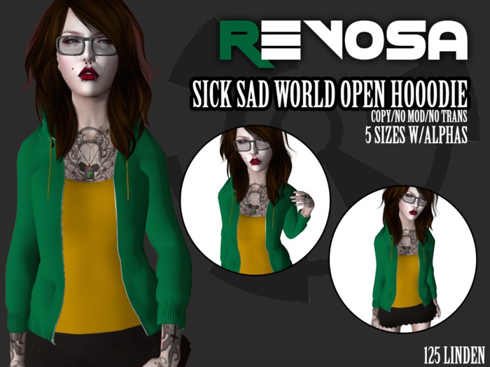REVOSA Sick Sad World Open Hoodie
