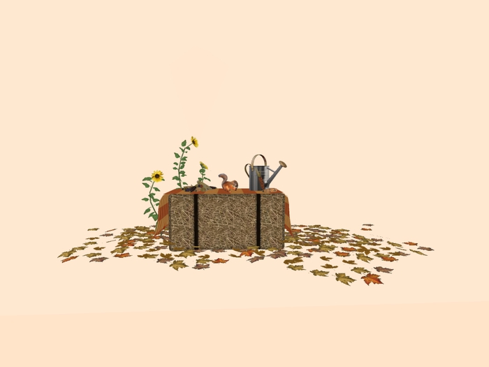 Hay bale table for yard