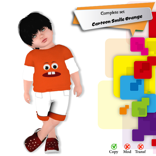 Bag #Little Store# Set Cartoon Smile Orange INFANT