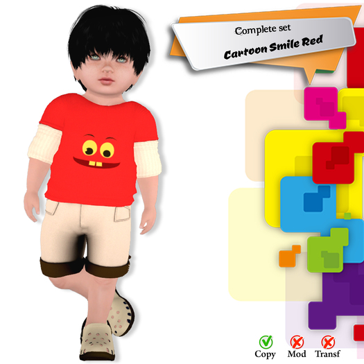 Bag #Little Store# Set Cartoon Smile Red TOTSIPOP BABY