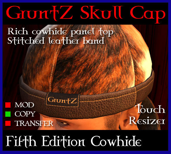 Gruntz Skull Cap Fifth Edition Leather & Cow Hide