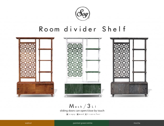 Soy. Room divider Shelf [Painted gr/wt] addme